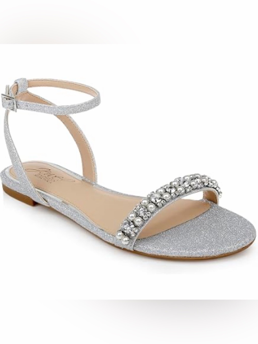 Jewel BADGLEY MISCHKA Crystal Embellished Ankle-Strap Flat Sandal - Women